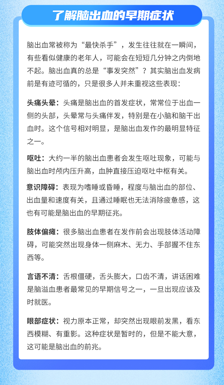 最快杀手” 脑出血，秋冬高发要警惕!